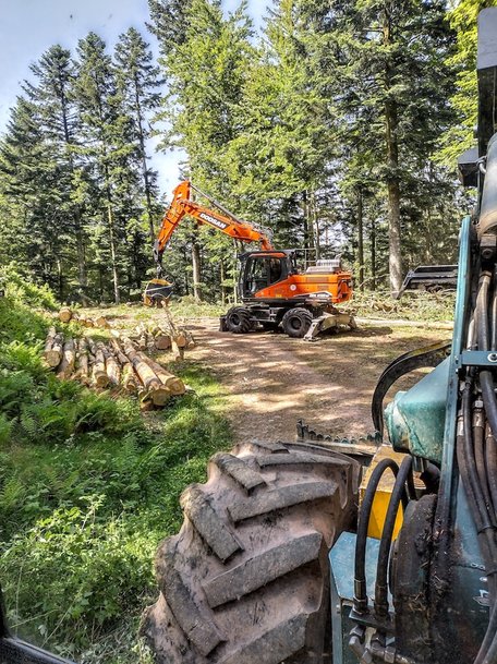 New Doosan DX210W-7 Cuts a Fine Figure in the Forest